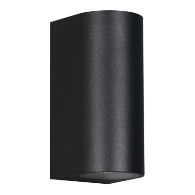 POWERTECH φωτιστικό τοίχου HLL-0188 για 2x GU10 λάμπες, μεταλλικό, IP65, μαύρο
