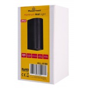 POWERTECH φωτιστικό τοίχου HLL-0188 για 2x GU10 λάμπες, μεταλλικό, IP65, μαύρο