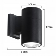 POWERTECH φωτιστικό τοίχου HLL-0189 για GU10 λάμπα, μεταλλικό, IP65, μαύρο