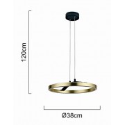 POWERTECH LED φωτιστικό οροφής HLL-0201, 29W, 4000K, Φ38x120cm, χρυσό/μαύρο