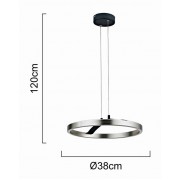 POWERTECH LED φωτιστικό οροφής HLL-0202, 29W, 4000K, Φ38x120cm, ασημί/μαύρο