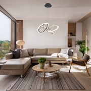 POWERTECH LED φωτιστικό οροφής HLL-0205, 40W, 4000K, Φ53x120cm, οπάλ χρυσό/μαύρο