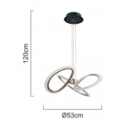 POWERTECH LED φωτιστικό οροφής HLL-0205, 40W, 4000K, Φ53x120cm, οπάλ χρυσό/μαύρο