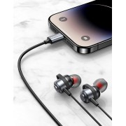 USAMS earphones με μικρόφωνο US-SJ758, USB-C σύνδεση, μεταλλικά, 1.2m, γκρι