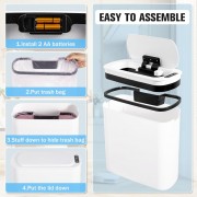 HOME USE κάδος απορριμμάτων HUH-0228 με φωτοκύτταρο, 9.6lt, λευκός