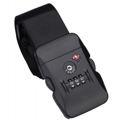 HOME USE ιμάντας βαλίτσας HUH-0245 με λουκέτο συνδυασμού TSA, ρυθμιζόμενος, 2m, μαύρος