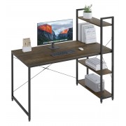 HOME USE γραφείο HUH-0249 με ραφιέρα, 120x60x122cm, καφέ/μαύρο