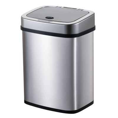 HOME USE κάδος απορριμμάτων HUH-0256 με φωτοκύτταρο, ανοξείδωτο ατσάλι, 15lt, ασημί