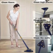 HOME USE τριγωνική σφουγγαρίστρα HUH-0257 με 4x πανιά μικροϊνών, προσαρμόσιμο ύψος, μπλε