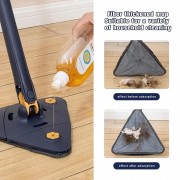 HOME USE τριγωνική σφουγγαρίστρα HUH-0257 με 4x πανιά μικροϊνών, προσαρμόσιμο ύψος, μπλε