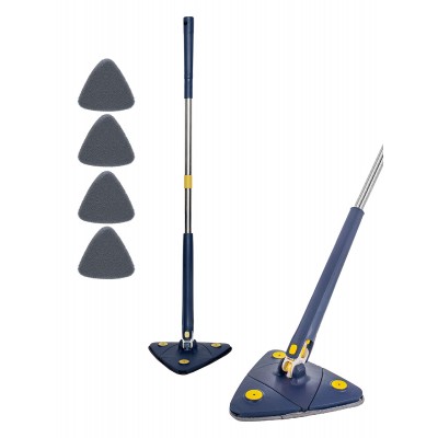 HOME USE τριγωνική σφουγγαρίστρα HUH-0257 με 4x πανιά μικροϊνών, προσαρμόσιμο ύψος, μπλε