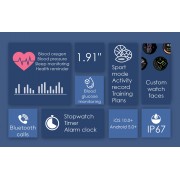 ΙΝΤΙΜΕ smartwatch 8 Ultra, 1.91", IP67, heart rate, ηχείο & mic, μαύρο
