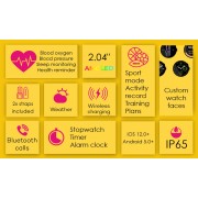 INTIME smartwatch A10 Pro με 2x λουράκια, heart rate, 2.04" AMOLED, IP65, μαύρο