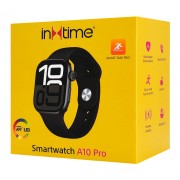 INTIME smartwatch A10 Pro με 2x λουράκια, heart rate, 2.04" AMOLED, IP65, μαύρο