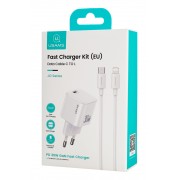 USAMS φορτιστής τοίχου CC262 με καλώδιο Lightning, 30W, GaN, λευκός