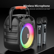 JYX φορητό ηχείο T26-T με 2x μικρόφωνα, 20W, 4000mah, LED, μαύρο