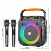 JYX φορητό ηχείο T26-T με 2x μικρόφωνα, 20W, 4000mah, LED, μαύρο