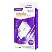 KAKUSIGA φορτιστής τοίχου KSC-1240 με καλώδιο USB-C, USB & USB-C, 20W, λευκός