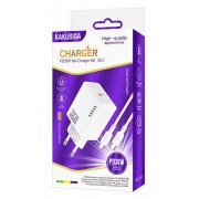 KAKUSIGA φορτιστής τοίχου KSC-1242 με καλώδιο USB-C, USB-C, 30W, λευκός