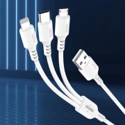 KAKUSIGA καλώδιο USB σε USB-C/Lightning/Micro USB KSC-997, 5A, 1.2m, λευκό