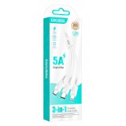 KAKUSIGA καλώδιο USB σε USB-C/Lightning/Micro USB KSC-997, 5A, 1.2m, λευκό