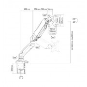 BRATECK βάση γραφείου Gas Spring για οθόνες 17" - 32", 2-10kg