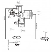 BRATECK βάση γραφείου για 2x οθόνες LDT40-G02, 17-32", έως 8kg