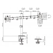 BRATECK βάση γραφείου LDT66-C024 για 2 οθόνες 17"-32", έως 9kg ανά οθόνη