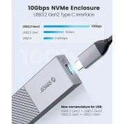 ORICO θήκη για M.2 NVME SSD M206C3-G2, 10Gbps, γκρι
