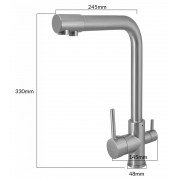 BRUNO μπαταρία πάγκου κουζίνας M54510-207, τρίοδη, αναμεικτική, ασημί