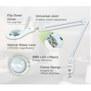 PROSKIT μεγεθυντικός φακός MA-1209LI με σφιγκτήρα, LED, 5D 2.25x, λευκός