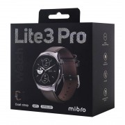 MIBRO smartwatch Lite 3 Pro με 2x λουράκια, heart rate, 1.32" AMOLED, GPS, 5 ATM, γκρι/καφέ