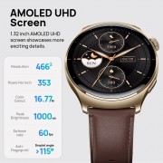 MIBRO smartwatch Lite 3 Pro με 2x λουράκια, heart rate, 1.32" AMOLED, GPS, 5 ATM, γκρι/καφέ