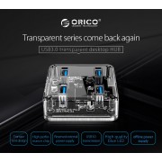 ORICO USB hub MH4U-U3, 4x θυρών, 5Gbps, διάφανο