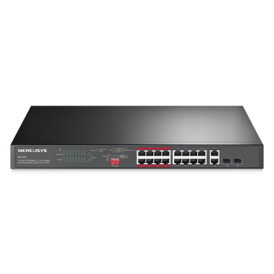 MERCUSYS rackmount switch MS118CP, 16x 10/100Mbps PoE+ & 2x Gigabit θύρες, UN/1.0