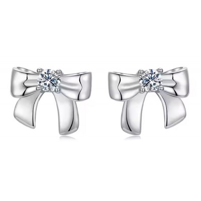 BAMOER σκουλαρίκια καρφωτά MSE085 με μοϊσσανίτη, ασήμι 925, ασήμι