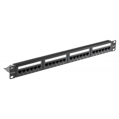 POWERTECH patch panel NETW-0046 για rack 19"/1U, 24 θυρών, CAT 6 UTP, μαύρο