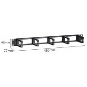 POWERTECH cable management NETW-0049 για rack 19"/1U, 5x γάντζοι, μαύρο