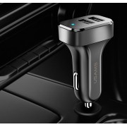 USAMS φορτιστής αυτοκινήτου C13 & καλώδιο 3 σε 1, 2x USB, 2.1A, μαύρο