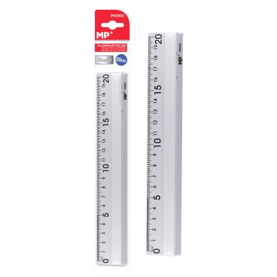 MP μεταλλικός χάρακας PA002, 20cm, ασημί