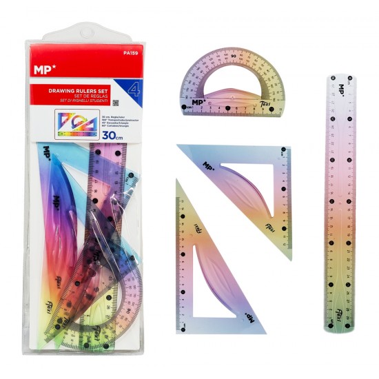 MP σετ πλαστικοί χάρακες PA159, εύκαμπτοι, διάφανοι/πολύχρωμοι, 4τμχ MP σετ πλαστικοί χάρακες PA159, εύκαμπτοι, διάφανοι/πολύχρωμοι, 4τμχ