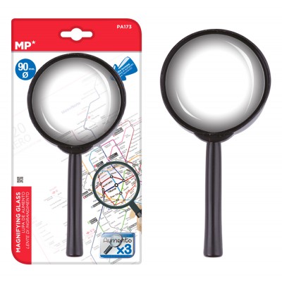 MP μεγεθυντικός φακός PA173, x3, 90mm, πλαστικός με γυάλινο φακό, μαύρος