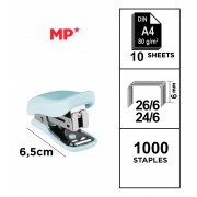 MP mini συρραπτικό PA636P με ανταλλακτικά, 24/6 - 26/6, 10 φύλλα, γαλάζιο