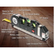 PROSKIT γραμμικό αλφάδι laser PD-161-C με κόκκινη δέσμη, μετροταινία