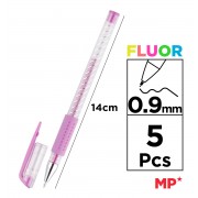 MP σετ στυλό fluorescent ballpoint PE124-5, 0.9mm, πολύχρωμα, 5τμχ