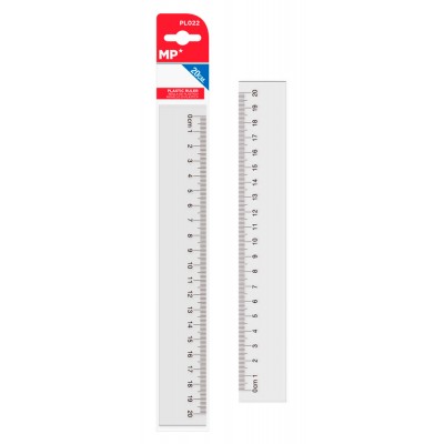 MP πλαστικός χάρακας PL022, 20cm, διάφανος