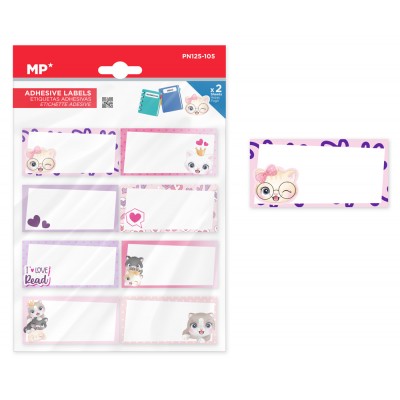 MP αυτοκόλλητες ετικέτες τετραδίων PN125-105, 65x32mm, 8 σχέδια, 16τμχ