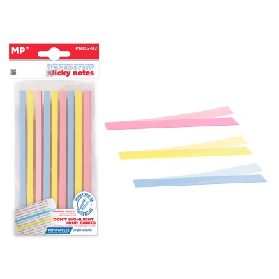 MP αυτοκόλλητα χαρτάκια σημειώσεων PN352-02, διάφανα, 140x6mm, 225τμχ