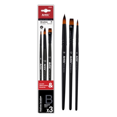 ARTIX PAINTS σετ πινέλων ζωγραφικής PP281, μαύρο, 3τμχ