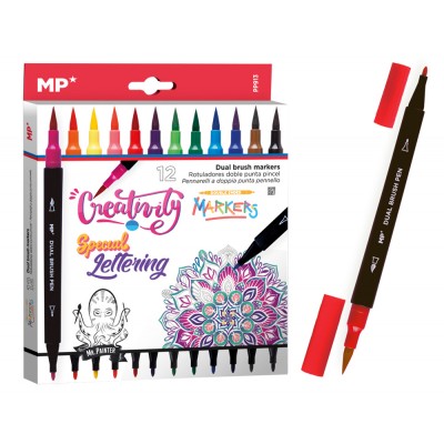 MP σετ χρωματιστών μαρκαδόρων PP913 με διπλή μύτη, 12τμχ